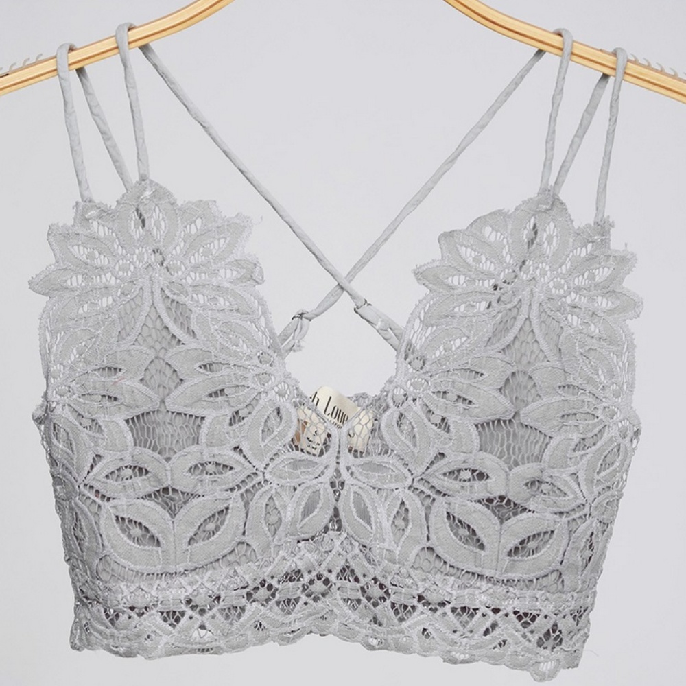 Light Grey Crochet mesh lace bralette